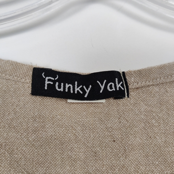 Funny Yak Women's Flax Beige 100% Cotton Dress Size Large Hippie Boho Lagenlook - Picture 3 of 8